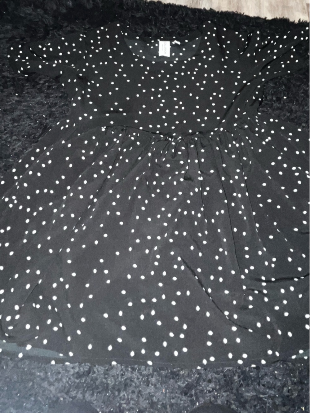 Collusion Black Polka Dot Short Sleeve Dress-size 6